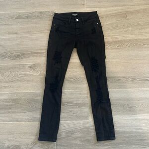 Bebe Black Skinny Ripped Jeans Size 25